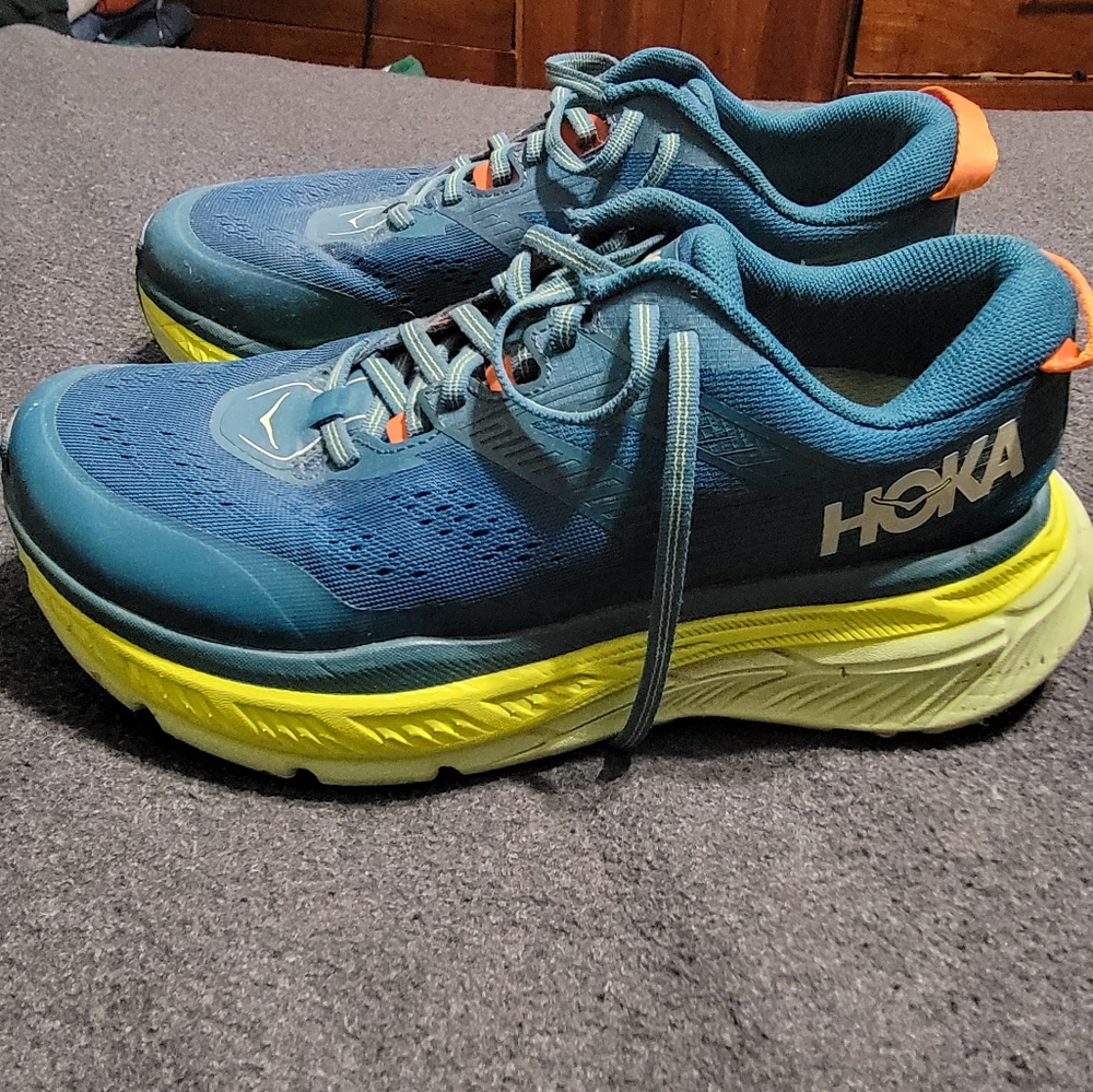 HOKA ONE ONE Stinton ATR Trail Run Sneakers Men's 7.5/Women 9, Turquoise/Yellow